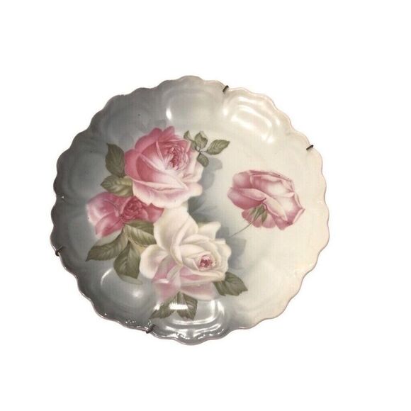 VNT ROSE SCALLOPED EDGE Bavarian Plate Germany Z. S. & Ca Zeh Scherzer Roses - Picture 9 of 9